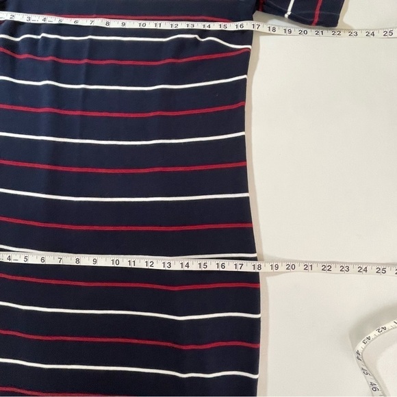 Talbots Short Sleeve Tee Shirt Dress Red White Blue Stripe Below Knee XS - Picture 7 of 9